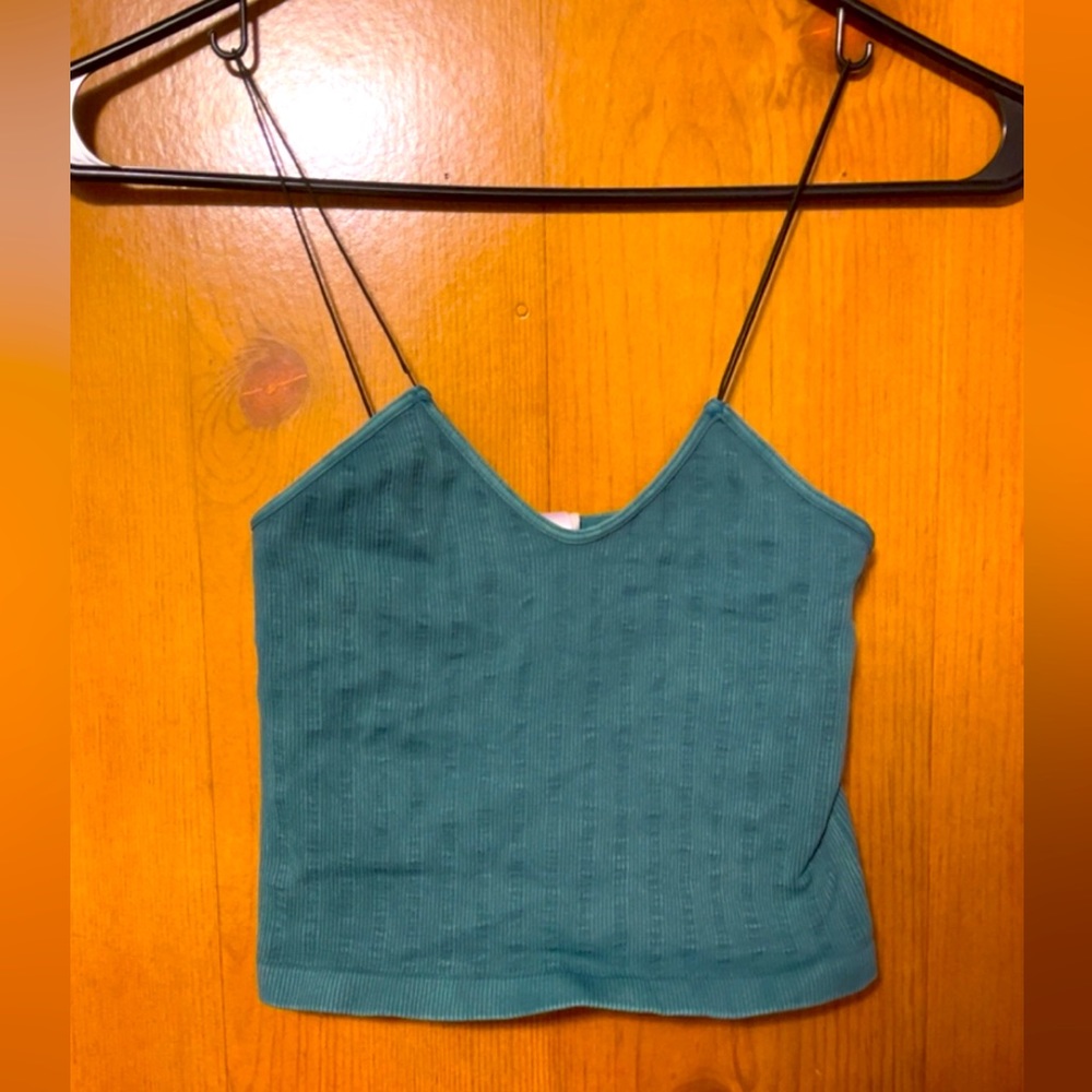 Green, spaghetti strapped tank top.